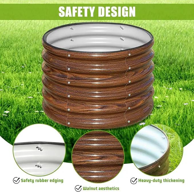 SnugNiture Raised Garden Bed, 2 PCS 2×2×1.5ft Round Galvanized Outdoor Planter Box, 17" Tall Deep Metal Garden Bed Kit for Planting Vegetables, Fruits, Flowers, Brown by GreenHaven Gardens