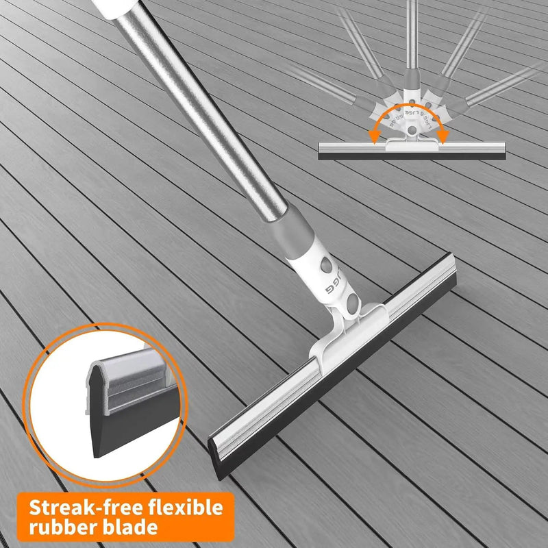 Squeegee Broom for Floor, 17" Rubber Squeegee with 51" Aluminum Alloy Pole for Bathroom Tile, Garage Concrete, Deck, Shower Glass, Window Cleaning, Squeegee Broom for Household Floor by GreenHaven Gardens