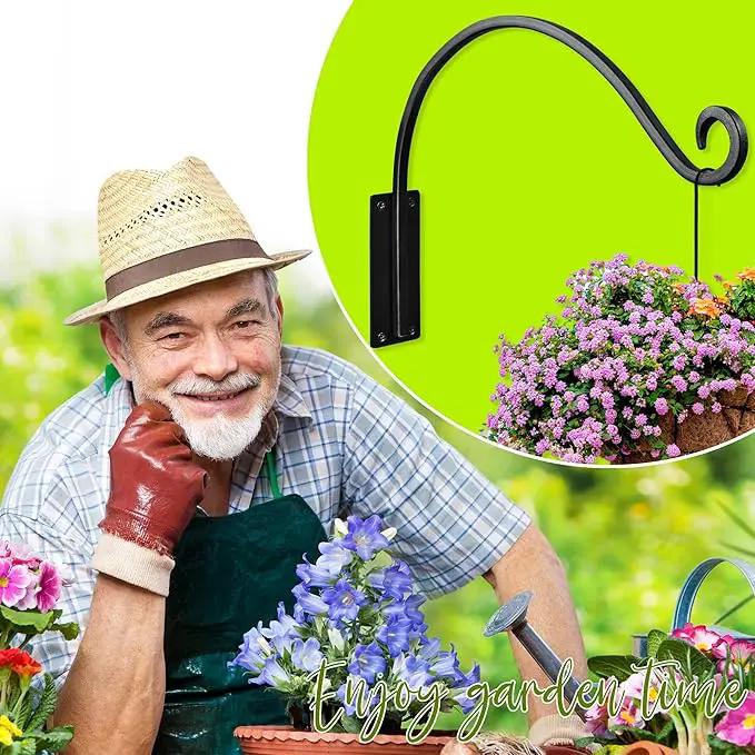 AJART Hanging Plant Hanger Outdoor: 16-Inch Bird Feeder Wall Hooks - Heavy-Duty Plant Bracket Hook for Hanging Flower Baskets by GreenHaven Gardens