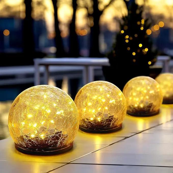 Honoson 3.9 Inch Solar Globe Lights Outdoor Waterproof, Solar Balls for Garden Cracked Glass Ball, Ground Landscape Garden Decor for Patio and Yard Lawn Backyard (4 Pieces) by GreenHaven Gardens