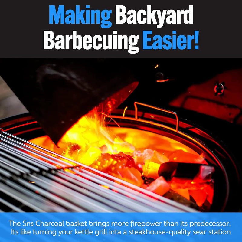 SnS Grills Slow ‘N Sear Charcoal Inserts for Low ‘N Slow & High-Heat Cooking - Patented Stainless Steel Accessories for Kettle Grills - Charcoal Basket 18" by GreenHaven Gardens