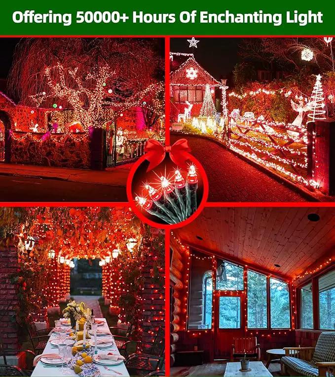 750 LED Outdoor Christmas Lights Decorations, 246ft Green Wire LED Christmas String Lights with Timer Memory, Twinkle Lighs for Indoor Outdoor Xmas Party Christmas Tree Wedding Garden Patio Red by GreenHaven Gardens