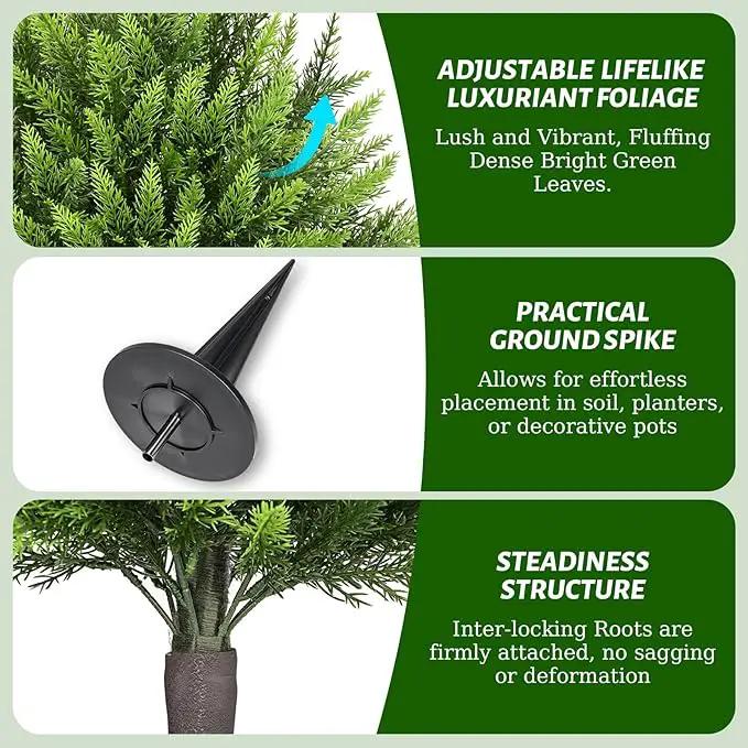 31" Artificial Cedar Topiary Ball Trees with Ground Spike,2 Pack Fake Pine Shrubs Bushes, UV Resistant Faux Evergreen Cypress Tree Plants for Indoor Outdoor Planters Front Porch Garden Decor by GreenHaven Gardens