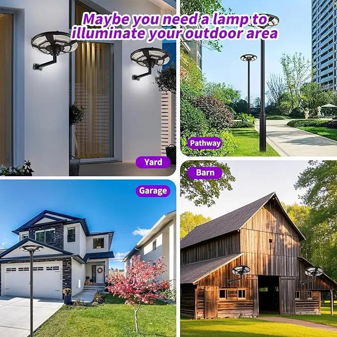 3500W Commercial Solar Round 360° Wide Angle Pole Outdoor Lamp Post Light with 98 inch Pole IP67 Waterproof With Remote by Outdoor Solar Outlet