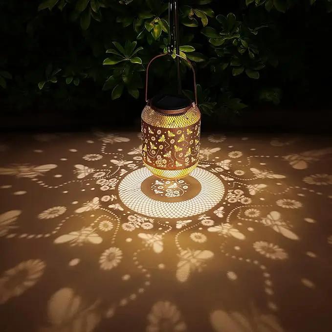 Solar Lanterns Outdoor Waterproof Bee Garden Decor Birthday Gifts for Women Mom Grandma Hanging Solar Lights Metal Lantern Decoration Outside for Yard, Patio, Backyard, Porch by GreenHaven Gardens