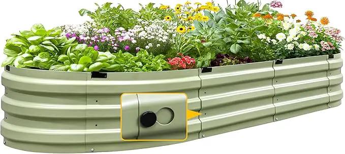KING BIRD Raised Garden Bed Kit 2025 Upgraded Quick-Setup Galvanized Planter Garden Box Outdoor for Gardening, Vegetables, Flowers, 74x36x12 in, Olive Green by GreenHaven Gardens