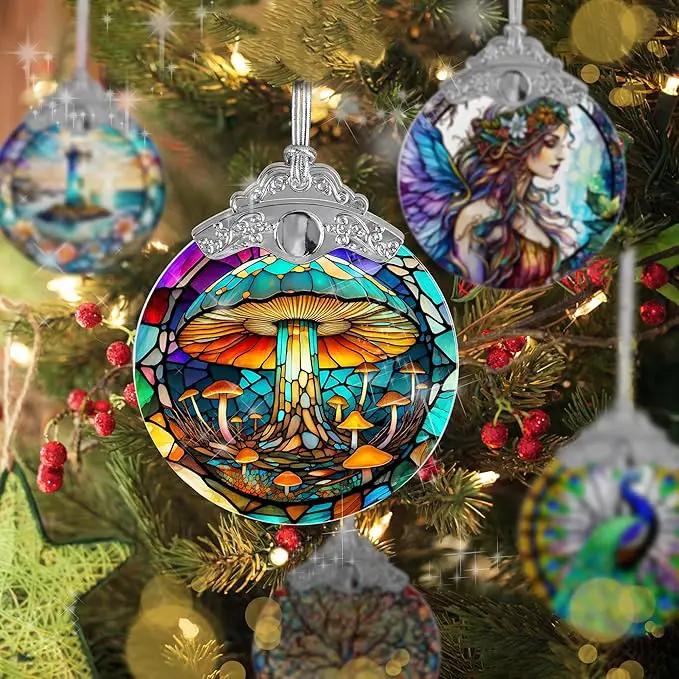 Stained Glass Suncatcher, Jocidea Mushroom Ornament, Christmas Ornaments, Holidays Ornaments, Christmas Tree Decor, Mushroom Decor for Home, Mushroom Gifts by GreenHaven Gardens