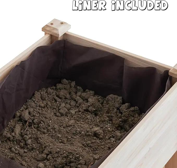 GHWIE Raised Garden Bed with Shelf,Elevated Wooden Planter Box with Legs,Garden Planter for Backyard, Patio, Balcony,200lb Capacity - Natural by GreenHaven Gardens