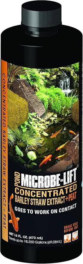 Microbe-Lift Concentrated Barley Straw Extract Plus Liquid Peat Conditioner for Ponds and Outdoor Water Garden, Safe for Live Koi Fish, Plants, and Decorations, 16 Ounces by GreenHaven Gardens