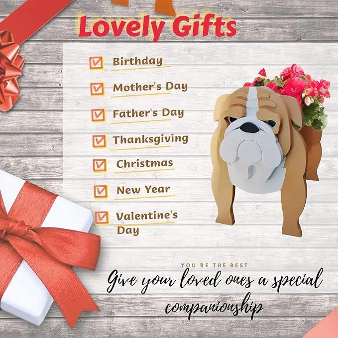 English Bulldog Dog Planter Plant Pots,Cute Garden Dog Flower Planter,Dog Planters Birthday Gifts for Women,Office,Indoor/Outdoor Decor（9.45 * 7.48 * 10.63in） by GreenHaven Gardens