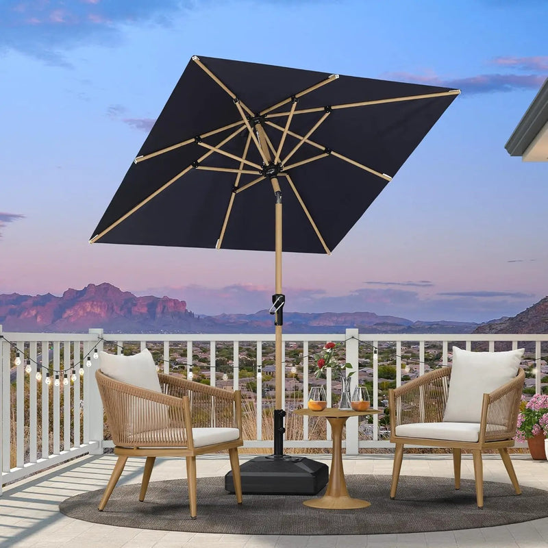 PURPLE LEAF 6' x 6' Market Umbrella Outdoor Table Umbrella Aluminum Patio Umbrella with Push Button Tilt & 8 Sturdy Ribs and Crank Outdoor Umbrellas for Deck Backyard Beach, Navy Blue by GreenHaven Gardens