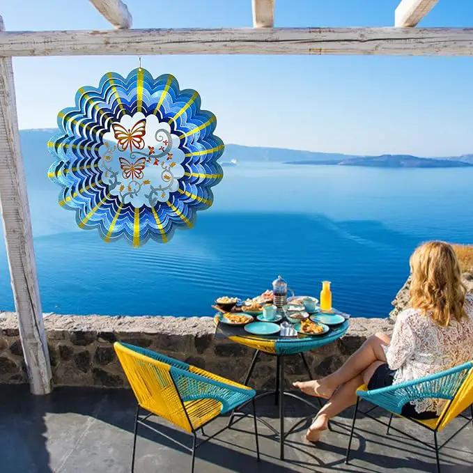 Butterfly Wind Spinner Hanging,12In 3D Wind Spinners Outdoor Butterfly Gifts for Women Mom Grandma Wife Father,Mandala Wind Spinner Garden Decorations Yard Art Christmas Ornament by GreenHaven Gardens