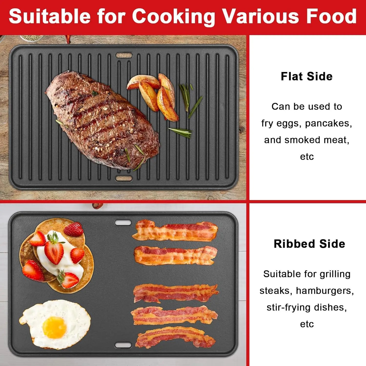 80631 Cast Iron Cooking Griddle for Weber Go-Anywhere Charcoal and Gas Grills, 16"x10" Grill Griddle Pan, Portable for Indoor Stovetop/Outdoor Camping BBQ, Replacement for Weber 70211 3634 67195 by GreenHaven Gardens