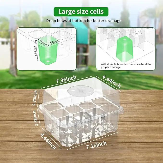 120 Cells Reusable Seed Starter Tray, 10 Pack Seedling Starter Kit for Greenhouse Propagator Station Planting Growing (Clear) by GreenHaven Gardens