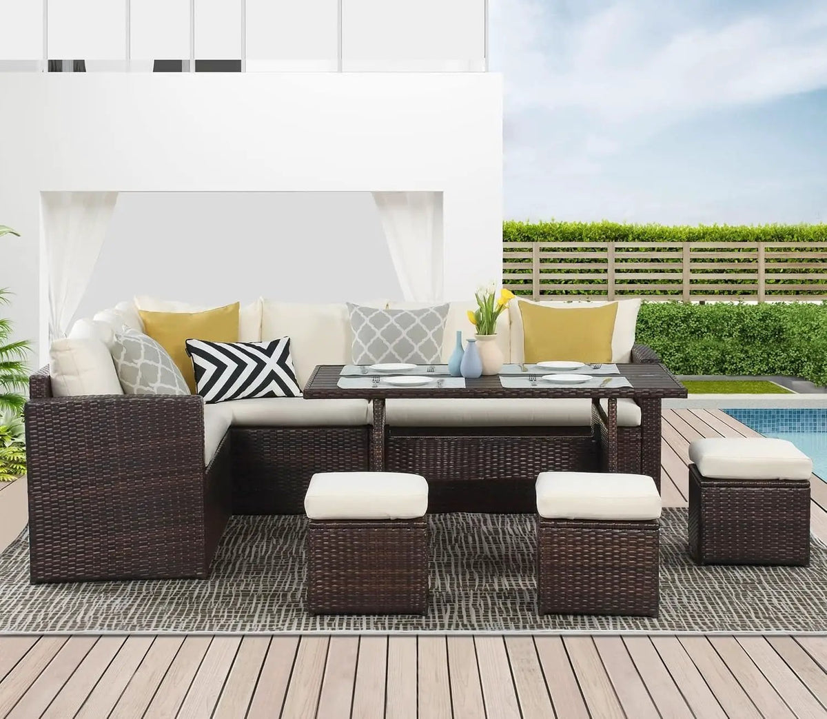7 Piece Outdoor Wicker Patio Furniture Set, photo 8 of 9