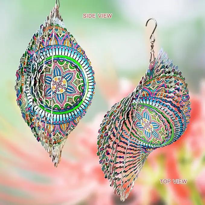 Wind Spinner Rich Love Mandala Wind Spinner Outdoor Hanging Wind Sculptures Kinetic 3D Metal Wind Catcher Yard Art Decoration Garden Decor Gifts for Women/Men/Mother/Father/Daughter/Grandma by GreenHaven Gardens