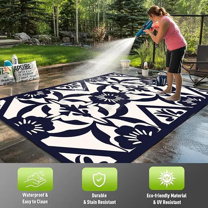 WILDROOTS 5x8 Feet Klein Plastic Outdoor Rug, Stain Resistant Waterproof Reversible Outdoor Patio Rug, Fade Resistant Camping Rug by GreenHaven Gardens