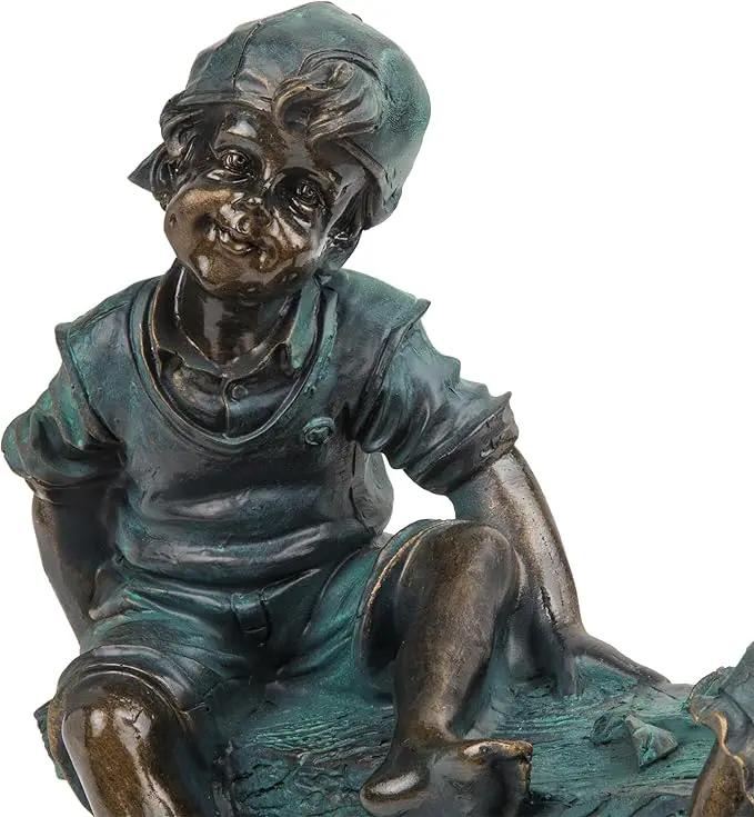 Alpine Corporation 14" Tall Indoor/Outdoor Girl and Boy Playing on Teeter Totter Statue Yard Art Decoration by GreenHaven Gardens