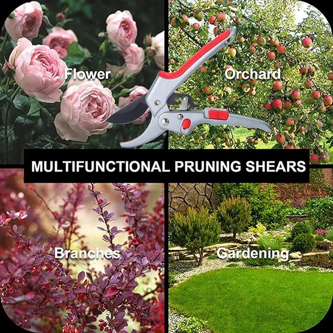 Upgraded Garden Clippers, Adjustable Germany Pruners, Work 3 Times Easier, Professional Pruning Shears, Cutting Rose, Flower, Hedge, Stem, Sharp Gardening Scissors, Arthritis Weak Hand Snips by GreenHaven Gardens