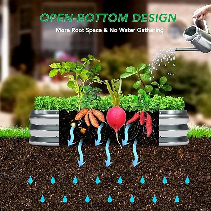 KFN 2pcs Galvanized Raised Garden Bed,Raised Garden Bed Kit-Oval Metal Flower Box,Large Planter Vegetable Box Outdoor,Planting for Vegetables,Flower,Herb,5FT,0.7mm by GreenHaven Gardens
