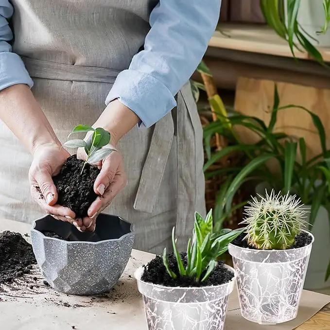 Vesici Large Size Clear Nursery Pots Variety Pack Plant Pots with Drainage Holes Planters for Indoor Plants Flexible Transparent Plastic Plant Bottle Succulents(24 Pcs,4/5/6/7/8/9 Inch) by GreenHaven Gardens