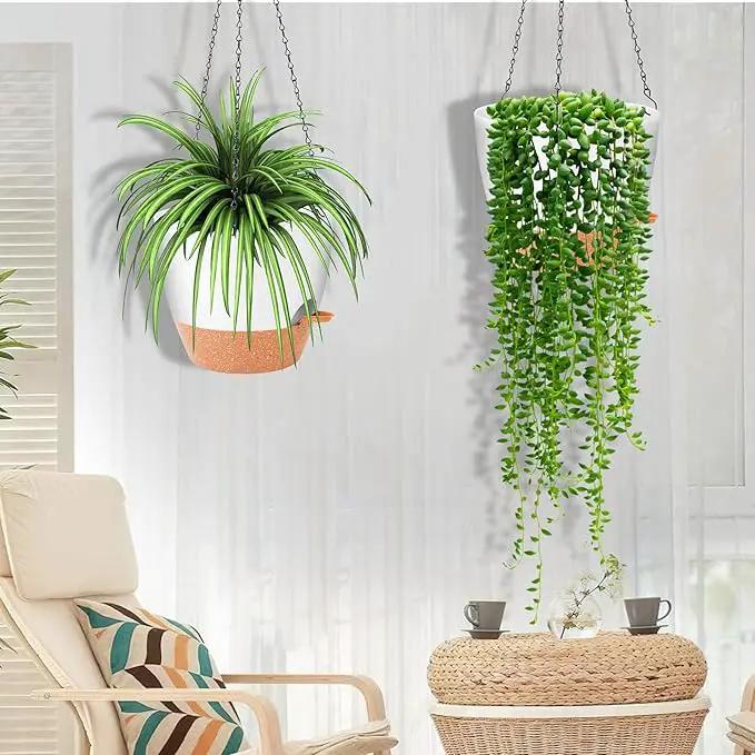 GARDIFE Hanging Planter, 10 inch Hanging planters for Indoor. Outdoor Plants, Self Watering Plant Pot, 2 Pack Large self Watering Hanging Planter, White by GreenHaven Gardens