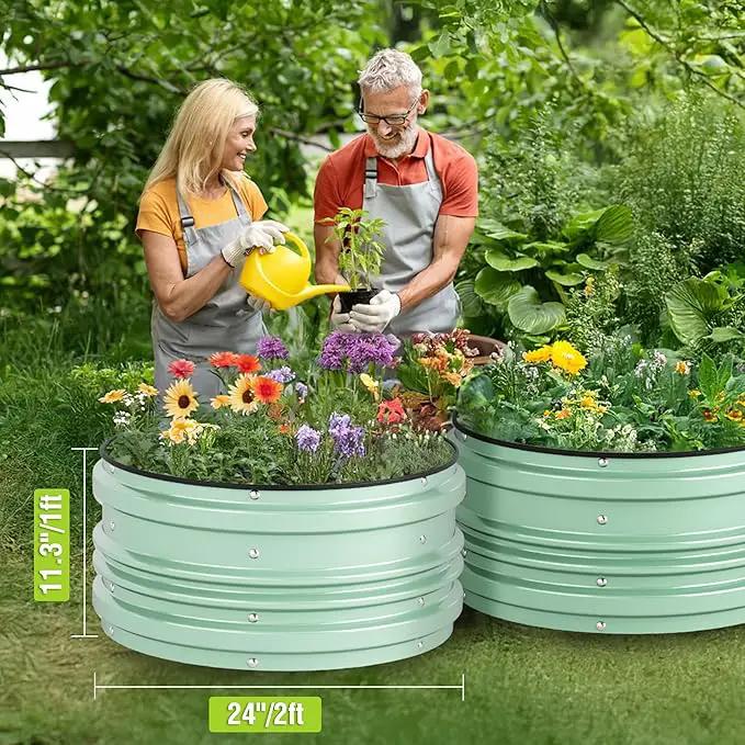 WORKPRO 3Pcs 2x2x1ft Galvanized Raised Garden Bed Set, Rust & Corrosion Protection, Easy Assembly, Safe Edge, Ideal for Vegetables & Flowers, Green by GreenHaven Gardens