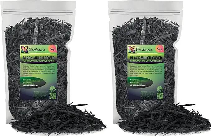 Black Mulch - Improve Soil Fertility and Insulate Plant Roots - 10 QUARTS by GreenHaven Gardens