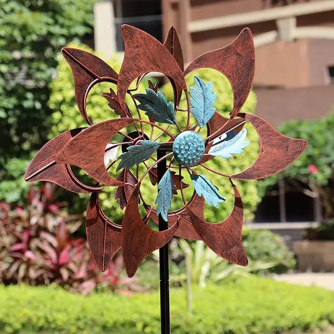360 Degrees Metal Swivel Classical Two-Color Windmill Large Wind Spinner for Patio Lawn Outdoor Yard Lawn Garden 70x20 Inches by GreenHaven Gardens