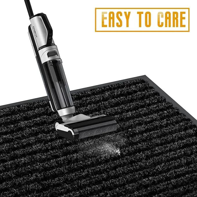 fani Heavy Duty Large Outdoor Indoor Entrance Black Doormat Waterproof Low Profile Entrance Rug Front Door Mat Patio Anti-Skid Rubber Back, 23x72 inch (Black) by GreenHaven Gardens