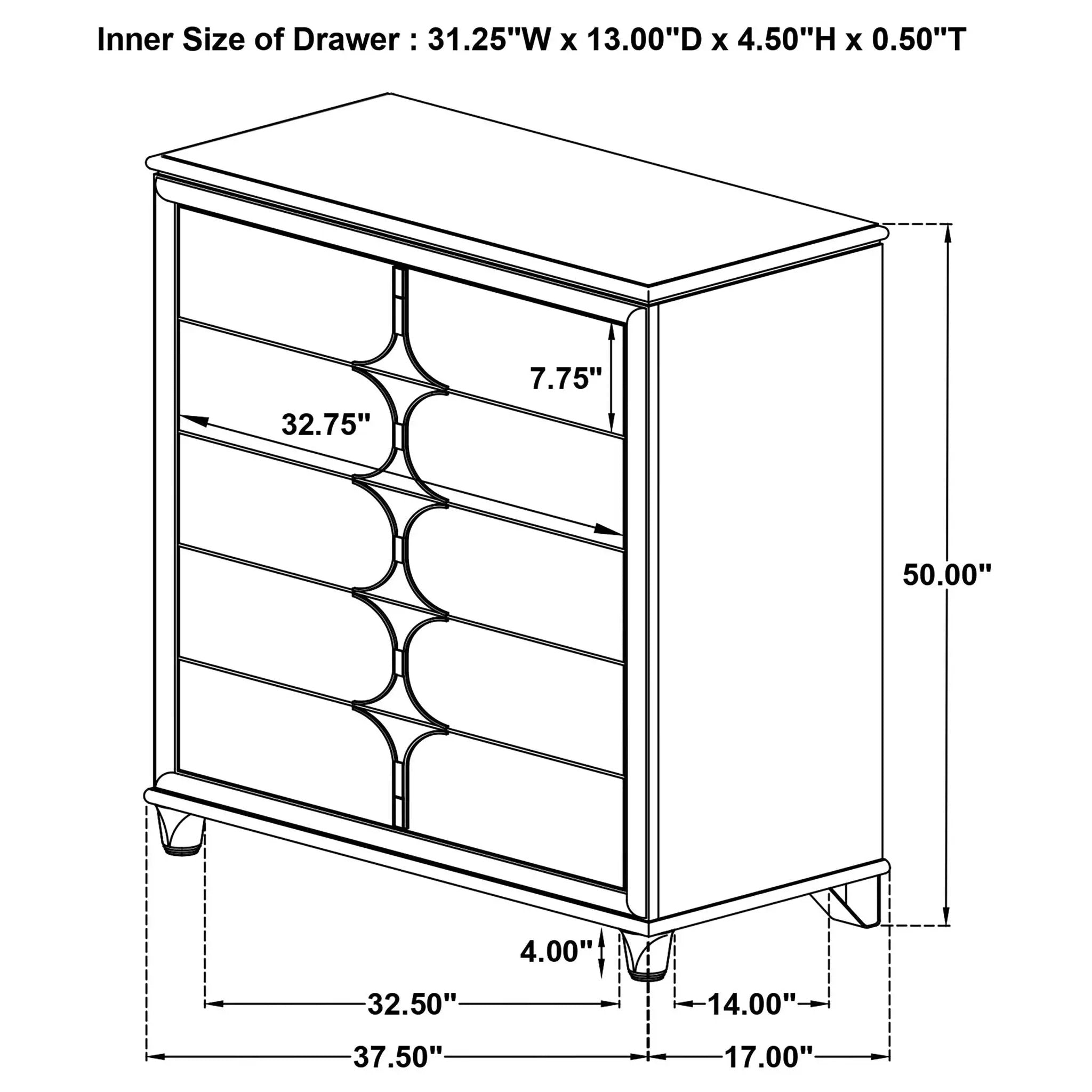 Gwendolyn - 5 Drawer Bedroom Chest Of Drawers - White by HouseOfZazla