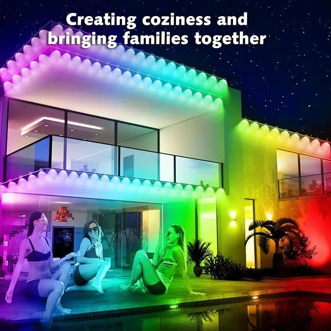 100FT Permanent Outdoor RGB Lights,Waterproof Smart LED Eaves Lights with App/Remote Control,for Christmas and All Holiday Decor,Daily and Accent Lighting,House Roof and Garden Lighting by GreenHaven Gardens