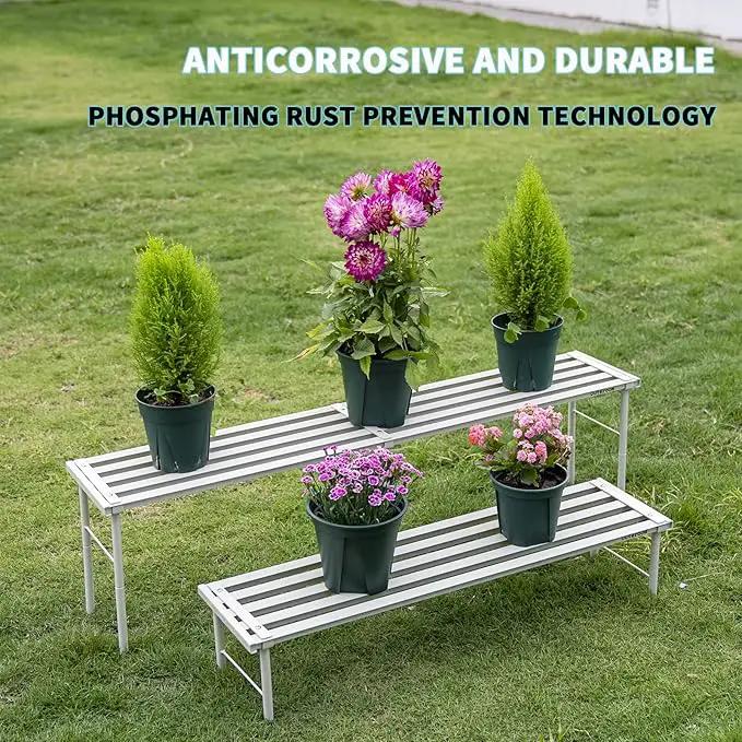 Metal Plant Stand, Rust-proof Aluminum Flower Pot Stand, Plants Display Stands Decoration Racks for Living Room Balconies and Gardens (60 White) by GreenHaven Gardens