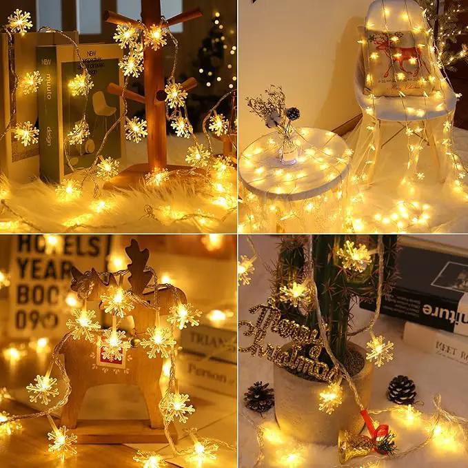 Brightown Solar Christmas Snowflake String Lights 100 LED 39 FT Outdoor Waterproof Fairy Lights with 8 Lighting Modes for Wedding, Party, Tree, Room, Garden, Patio, Yard, Home, Warm White by GreenHaven Gardens