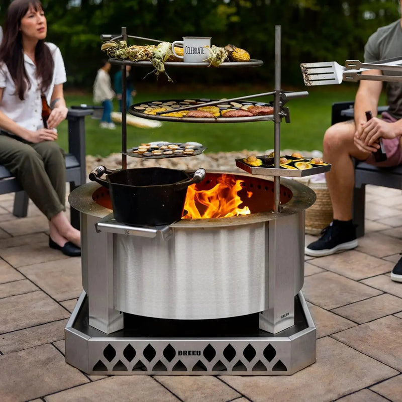 Breeo Smokeless Fire Pit (X Series 30, Stainless Steel) | 34.5 inch Smokeless Firepit for Outside | 94 Pounds | Ideal for Families Compatible with Wide Range of Breeo Accessories by GreenHaven Gardens