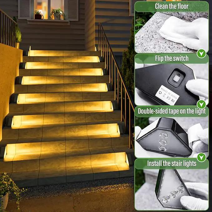 JSOT Solar Step Stair Lights Outdoor Waterproof for Yard Lighting Decor, 16 Pack Solar Powered Deck Fence Lights Outside, Solar Garden Lights for Backyard, Front Porch Step, Balcony, Wall, Patio by GreenHaven Gardens