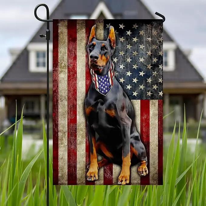 FLAGWIX American Flags - Doberman Pinscher Flag, 4th of July Decorations for Inside, Outside, Garden Flag (11.5" x 17.5") - USA House Garden Flags Premium Polyester, Decorative Outdoor Flags by GreenHaven Gardens