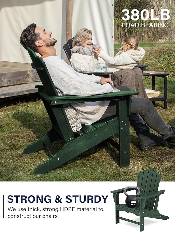 KINGYES HDPE Adirondack Chair Set of 2, Classic All-Weather Adirondack Chair, Green by GreenHaven Gardens