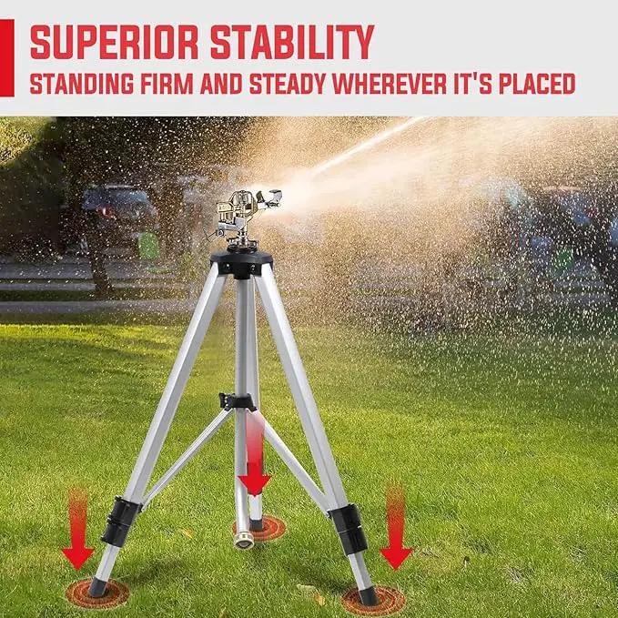 YAMATIC Impact Sprinkler on Tripod Base, 360 Degree Large Area, Heavy Duty Adjustable Pulsator Sprinkler for Lawn Yard and Grass, Spray up to 20-90ft(36inch) Brass Head, 1Pcs by GreenHaven Gardens