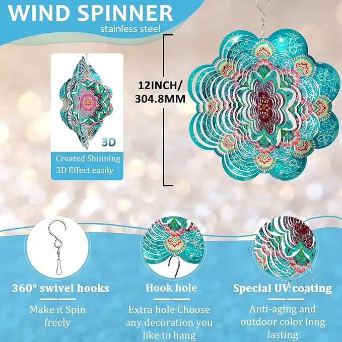 Wind Spinner Mandala Lucky Firework,12inch Hanging Wind Spinner Lucky Gifts for Women/Mother/Grandma/Father/Mom/Wife,Outdoor&Indoor Garden Decorations Yard Art Christmas Ornament by GreenHaven Gardens