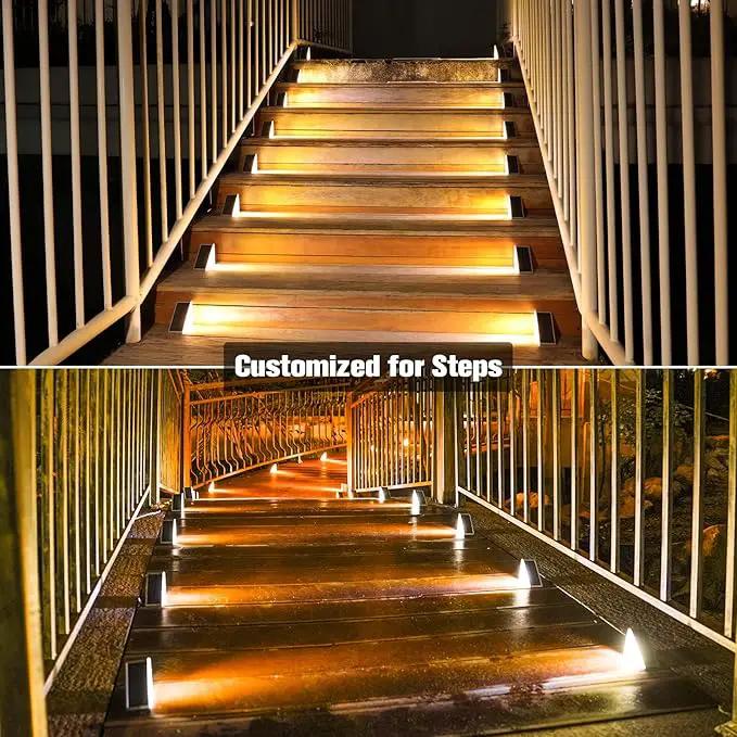 VOLISUN Outdoor Stair Lights 8 Pack, Solar Step Lights Waterproof IP67,80 Lumen, Led Step Lights Outdoor for Garden Backyard Stair, Staircase, Front Step, Front Porch and Deck(Warm White) by GreenHaven Gardens