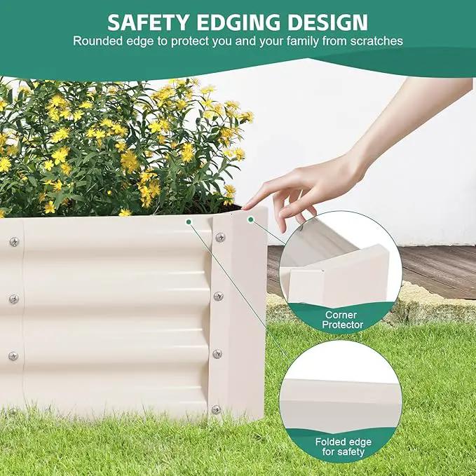 Galvanized Raised Garden Bed - 4x2x1ft Metal Garden Planter Box Outdoor | Steel Raised Bed Kit with Bracing Rods, Gloves for Gardening Vegetables Fruits and Flowers (White) by GreenHaven Gardens