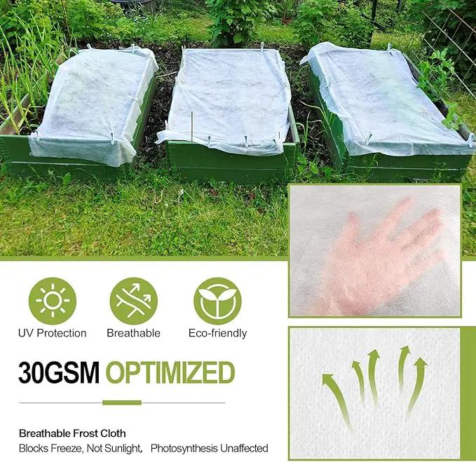 Plant Covers Freeze Protection, 10x33FT Reusable Thickened Winter Floating Row Covers, Frost Cloth Blanket Shade Cloth Garden Fabric Plant Cover for Raised Beds Vegetables Insect Winter Frost by GreenHaven Gardens