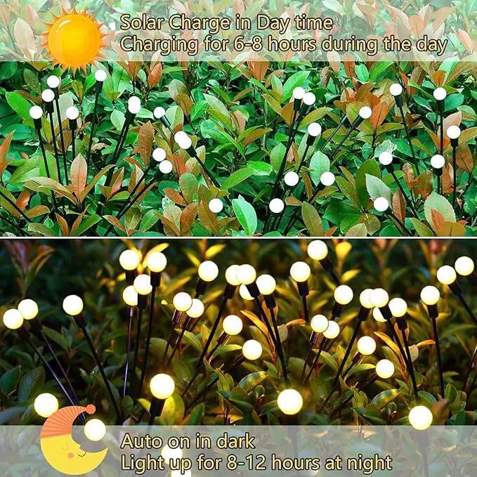 Solar Garden Lights Outdoor, 6 Pack 60 LED Solar Firefly Lights Waterproof, Sway by Wind, Solar Swaying Light for Yard Patio Backyard Garden Planter Flower Bed Pathway Outdoor Decoration (Warm White) by GreenHaven Gardens