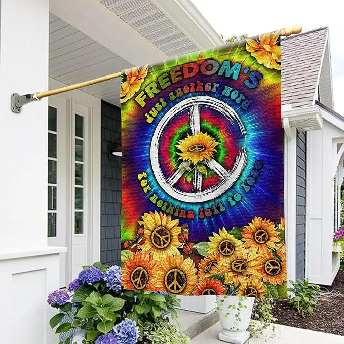 FLAGWIX Sunflower Hippie Peace Flags - Summer Flag Decorations For Home, Outside, House Flag (30 x 40) - USA House Garden Flags, Hippie Peace House Flag, Premium Polyester - Decorative Outdoor Flags by GreenHaven Gardens