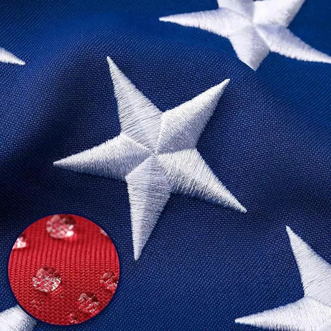 American Flag 10x15 Ft Deluxe Water Resistant Series Made From Heavy Duty Super Tough Spun Polyester/Embroidered Stars/Sewn Stripes/Brass Grommets,US Flags Perfect for Outside by GreenHaven Gardens