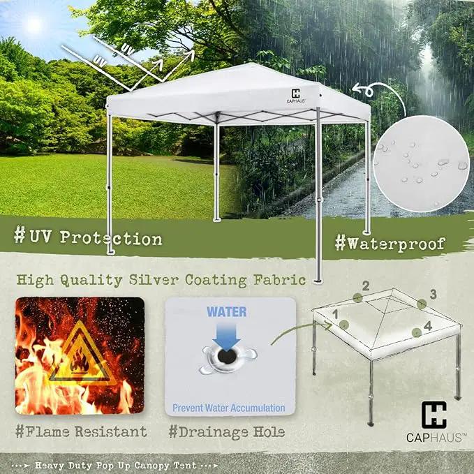 CAPHAUS 12ft x 12ft Patented One-Push Pop Up Outdoor Canopy Tent, Heavy-Duty Commercial Grade w/Central Lock, Portable and Instant Folding Shelter with Wheeled Carry Bag and Weight Bag, Dark Grey by GreenHaven Gardens