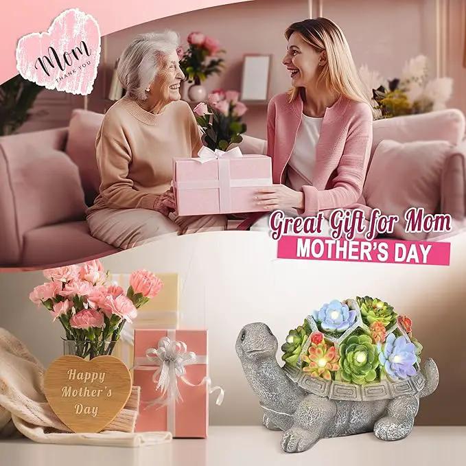 GIGALUMI Solar Garden Statues Turtle Figurine Lights for Outside, Yard Decorations Outdoor, Garden Decor Unique Birthday Housewarming Gifts for Mom, Women for Mothers Day by GreenHaven Gardens