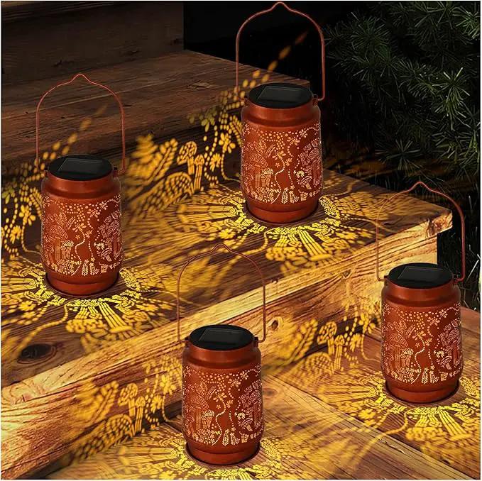Solar Lanterns Outdoor Waterproof - Metal Hanging Solar Lights for Patio Yard Garden Decor, Christmas Birthday Gifts for Women Mom Men (4 Pack, Mushroom Shape) by GreenHaven Gardens