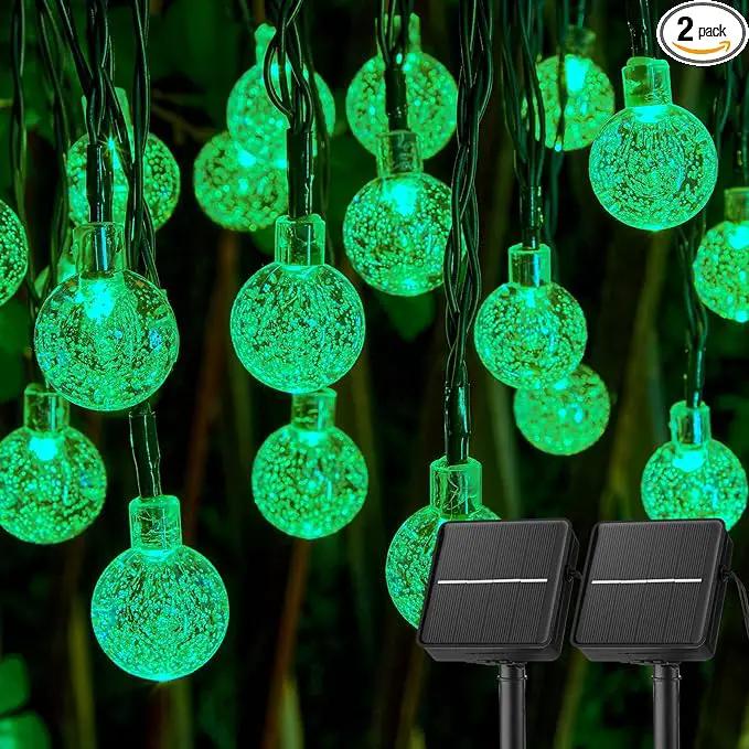 Solar String Lights Outdoor 120 LED 72 Ft Total, Crystal Globe Lights with 8 Lighting Modes, Waterproof Solar Powered Patio Lights for Garden Yard Porch Wedding Party Decor (Green) by GreenHaven Gardens